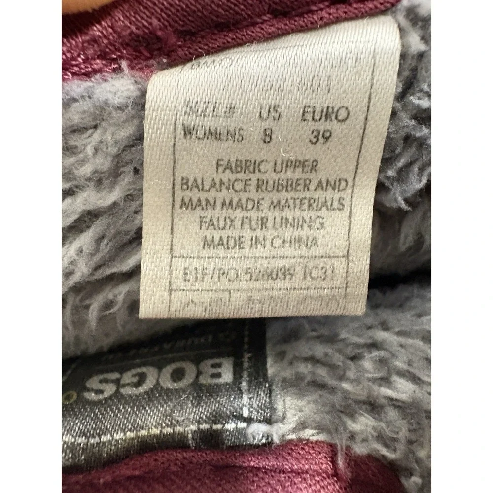 Bogs B-Moc Quilted Puff‎ Womens Faux Fur Lined Winter Snow Boots Wine Red Size 8